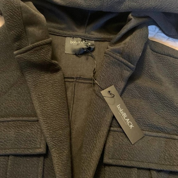 𝅺bobiblack black hooded textured jacket Size M - Picture 3 of 10